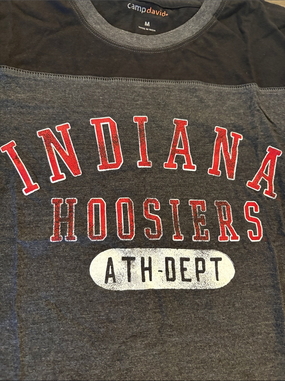 NWT [camp david] Indiana Hoosiers NCAA  Crew Neck Short Stripe Sleeve Tee Mens M - Picture 5 of 11